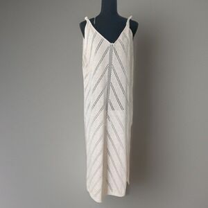 Sweater Knit Swim Cover Up Maxi Dress Size 2XL Beige Boho Resortwear Vacation